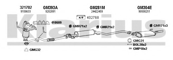 KLARIUS 391184U Exhaust System